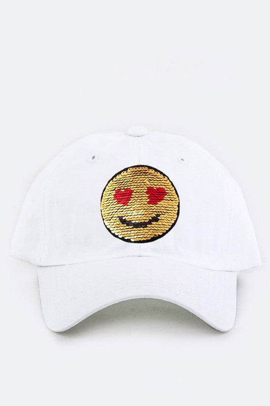 2 Tone Sequins Emoji Patch Cap